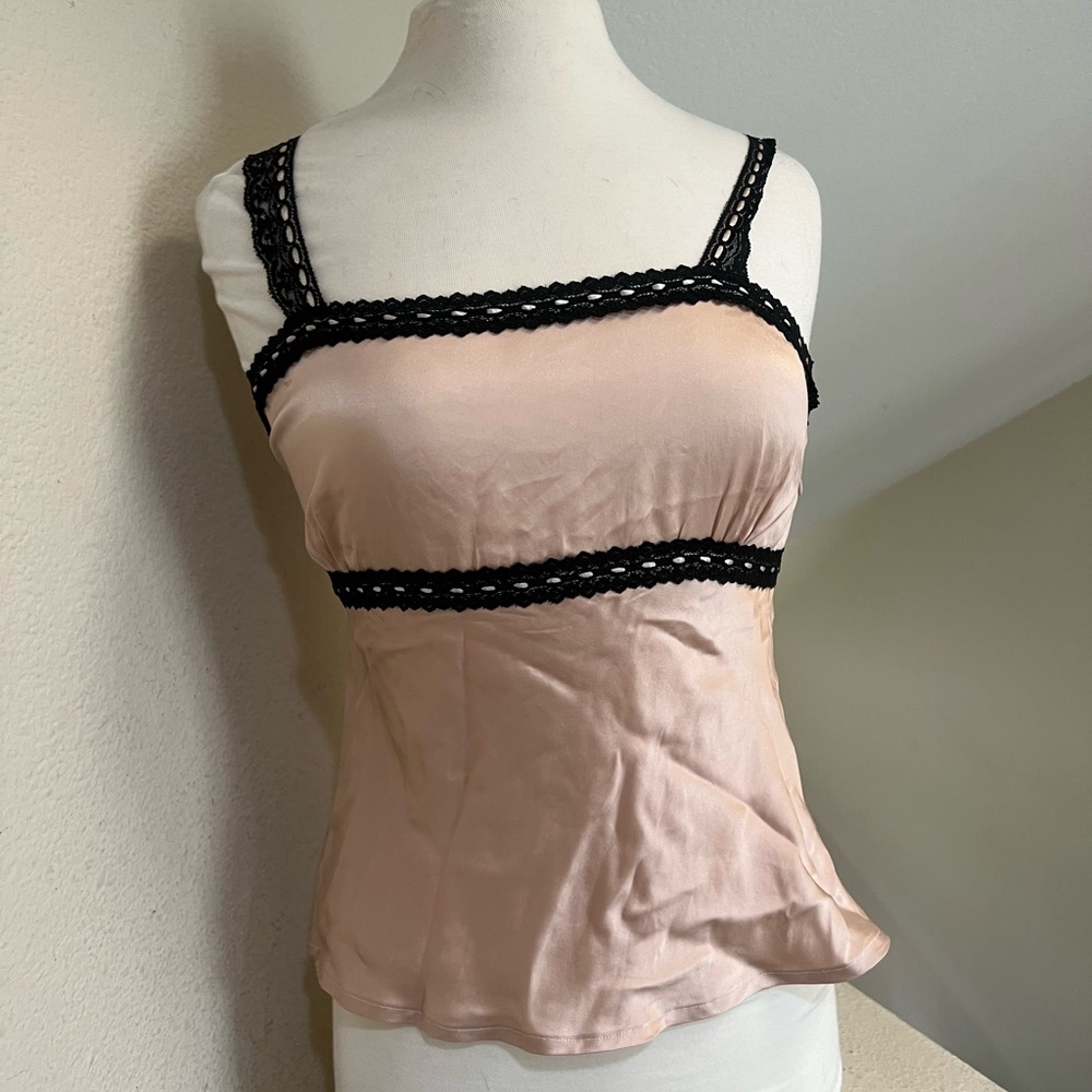 New York City Co 100% silk Babydoll Milkmaid Camisole Blush Y2K Sexy Tank Top M - Picture 3 of 12